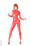 Dolly Dyson masturbuje v latexovej sade